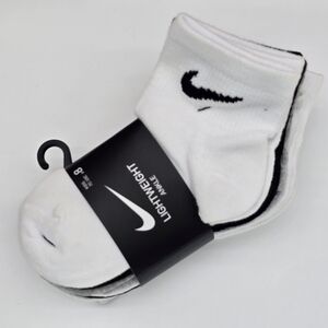 Nike Boys Lightweight Ankle Athletic Socks - Black, White, and Gray 8 Pair 7C-10